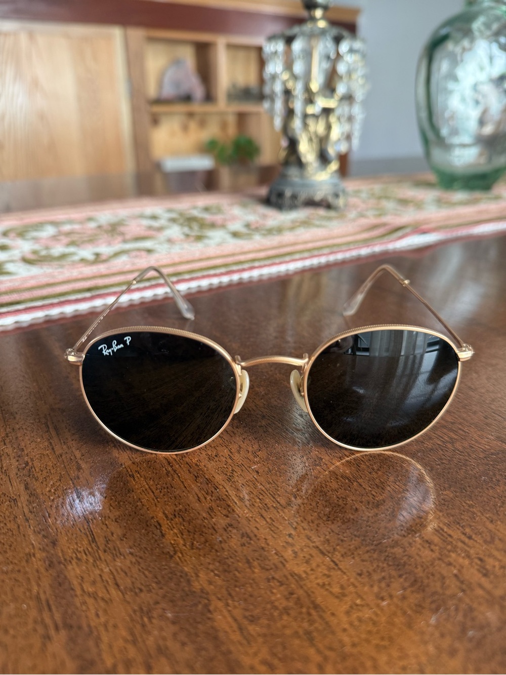 Ray-Ban - round metal - polarized- matte gold